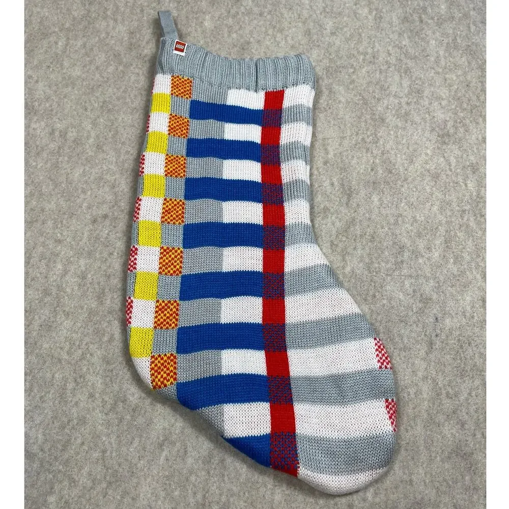Lego Collection x Target Knitted Plaid/Stripes Christmas Stockings Multicolor